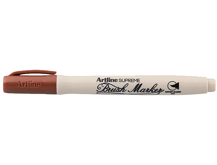 Artline Rotulador Supreme Brush Punta Pincel Trazo Variable Marron Tinta Base Agua Lettering