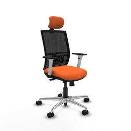 PIQUERAS Y CRESPO Silla de oficina Yunquera con mecanismo Sincro/Traslack, Naranja y Negro