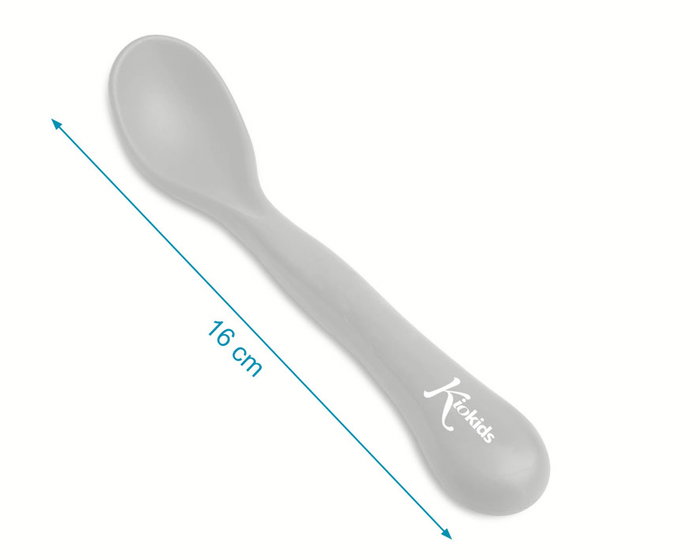 KioKids Cuchara Grande Comida Para Bebés Gris +6 Meses