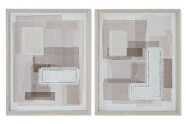 DKD Home Decor Cuadro Lienzo Lino Abstracto 3D Surtido de 2 Unidades