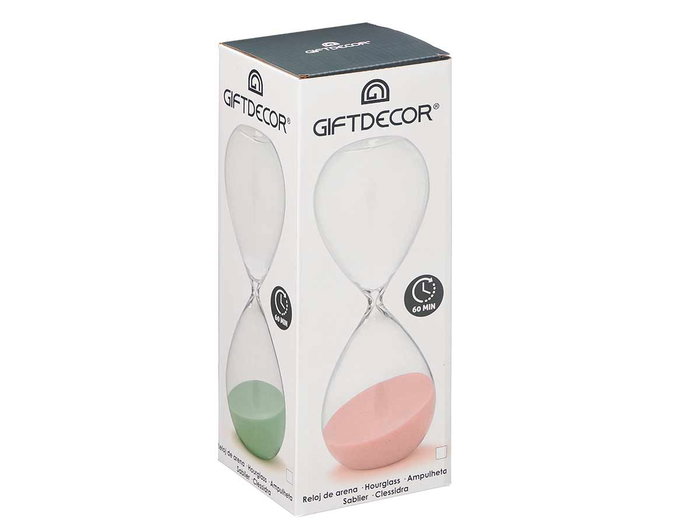 Giftdecor Reloj de Arena 30 cm, Surtido Colores Pastel, 60 Minutos Aproximadamente (Set de 9)