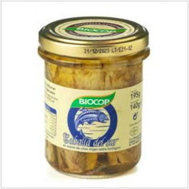 BIOCOP Filetes de Caballa en Aceite de Oliva Virgen Extra Biológico 195g