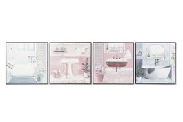 DKD Home Decor Cuadro de Lienzo Enmarcado 60x60x2,6 cm Surtido 4 Piezas