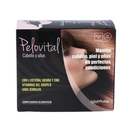 SALUDALKALINA Pelovital 60 Cápsulas - Suplemento para el mantenimiento del cabello y uñas, con Biotina y Zinc