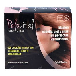 SALUDALKALINA Pelovital 60 Cápsulas - Suplemento para el mantenimiento del cabello y uñas, con Biotina y Zinc