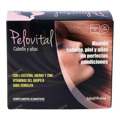 SALUDALKALINA Pelovital 60 Cápsulas - Suplemento para el mantenimiento del cabello y uñas, con Biotina y Zinc SALUDALKALINA Pelovital 60 Cápsulas - Suplemento para el mantenimiento del cabello y uñas, con Biotina y Zinc