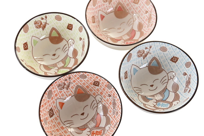 DKD Home Decor Set de 12 Piezas Sushi Bambú Gres Multicolor 34 x 6.5 x 34 cm