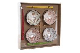 DKD Home Decor Set de Sushi 12 Piezas Gato Multicolor