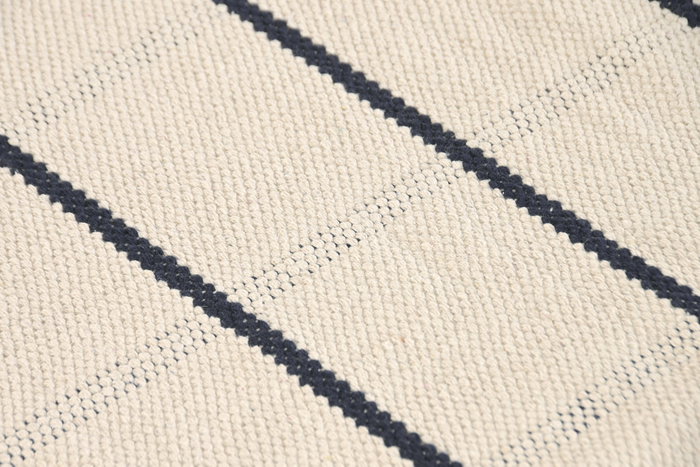 DKD Home Decor Alfombra de Algodón con Rayas Crudo y Azul 160x230 cm