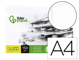 Liderpapel Papel de dibujo artístico 210x297mm 150g/m2 sin recuadro, pack de 10 hojas