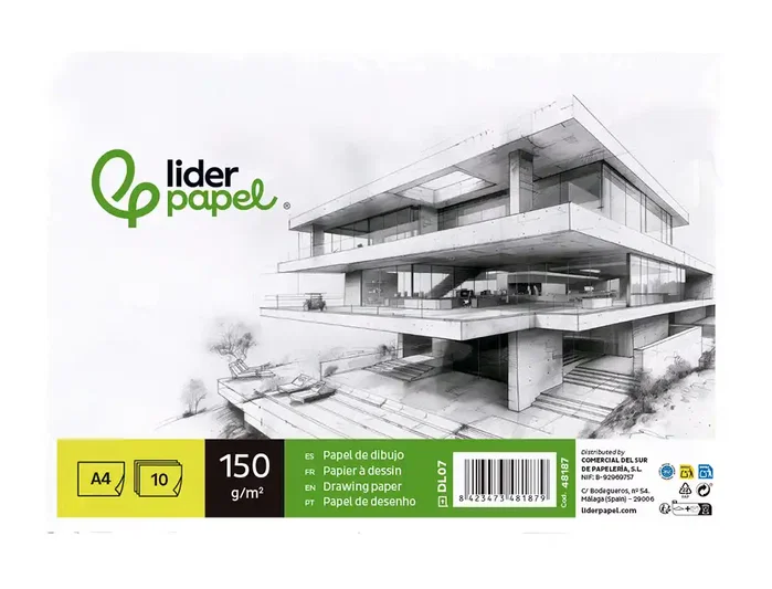 Liderpapel Papel de dibujo artístico 210x297mm 150g/m2 sin recuadro, pack de 10 hojas Liderpapel Papel de dibujo artístico 210x297mm 150g/m2 sin recuadro, pack de 10 hojas