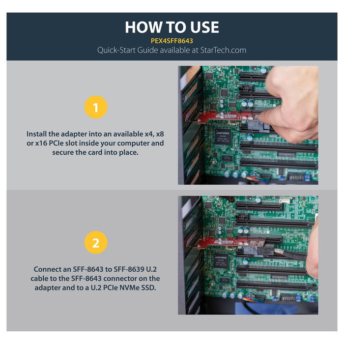 StarTech Adaptador PCIe x4 a SFF-8643 para SSD NVMe U.2 StarTech Adaptador PCIe x4 a SFF-8643 para SSD NVMe U.2