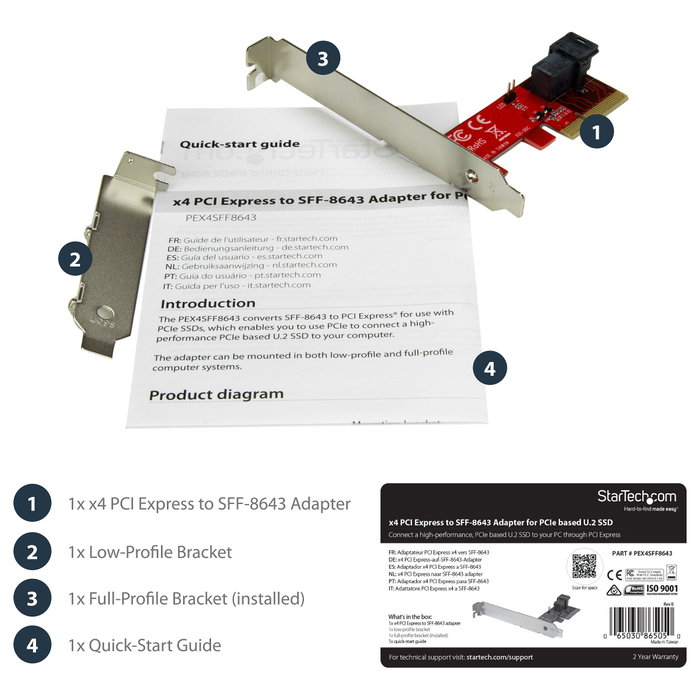 StarTech Adaptador PCIe x4 a SFF-8643 para SSD NVMe U.2 StarTech Adaptador PCIe x4 a SFF-8643 para SSD NVMe U.2