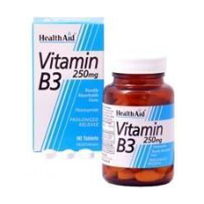 Health Aid Vitamina B3 (Niacinamida) 250 mg, 90 comprimidos Health Aid Vitamina B3 (Niacinamida) 250 mg, 90 comprimidos