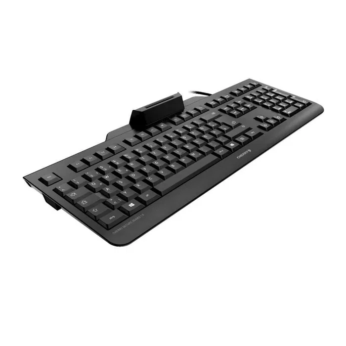 Cherry JK-A0400EU-2 Teclado de Oficina USB, Interruptor de Membrana, Diseño QWERTY Inglés EE. UU., Formato Completo 105 Teclas, Color Negro