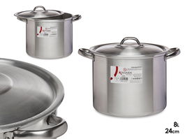 Kinvara Olla Aluminio 8L 24 Cm, Plata, Apto Gas Horno Lavavajillas (Set de 6)