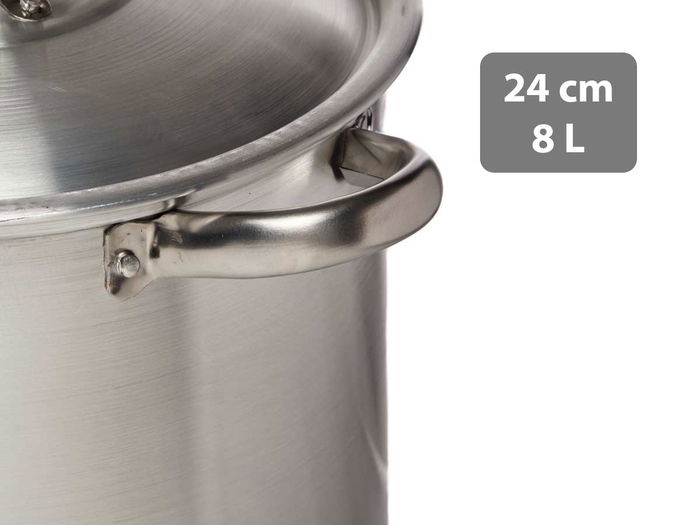 Kinvara Olla Aluminio 8L 24 Cm, Plata, Apto Gas Horno Lavavajillas (Set de 6)