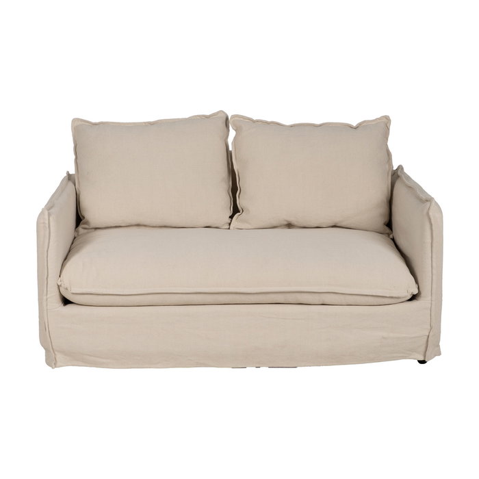 Sofá 2 Plazas Crema Tejido-Madera 160 X 95 X 85 cm