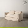 Sofá 2 Plazas Crema Tejido-Madera 160 X 95 X 85 cm