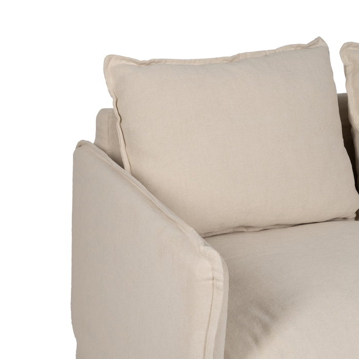 Sofá 2 Plazas Crema Tejido-Madera 160 X 95 X 85 cm