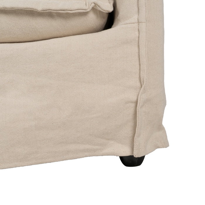 Sofá 2 Plazas Crema Tejido-Madera 160 X 95 X 85 cm