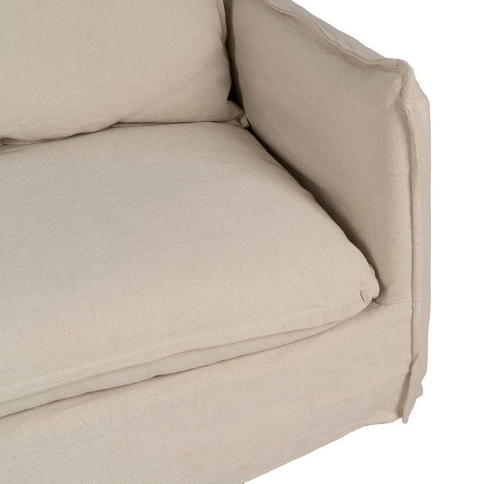 Sofá 2 Plazas Crema Tejido-Madera 160 X 95 X 85 cm