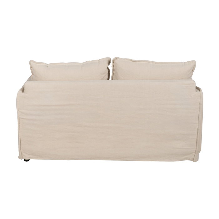 Sofá 2 Plazas Crema Tejido-Madera 160 X 95 X 85 cm