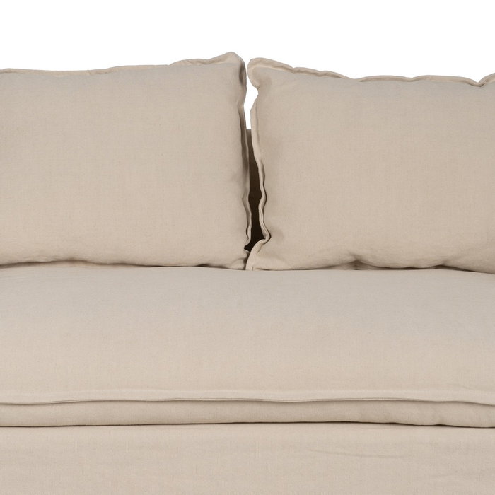 Sofá 2 Plazas Crema Tejido-Madera 160 X 95 X 85 cm