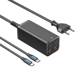 Vention Cargador de Pared FBSBG-EU 100W GaN, 2 Puertos USB-C + 2 Puertos USB-A, Enchufe UE, Cargador Rápido PD 3.0 QC 3.0 PPS con Cable USB-C