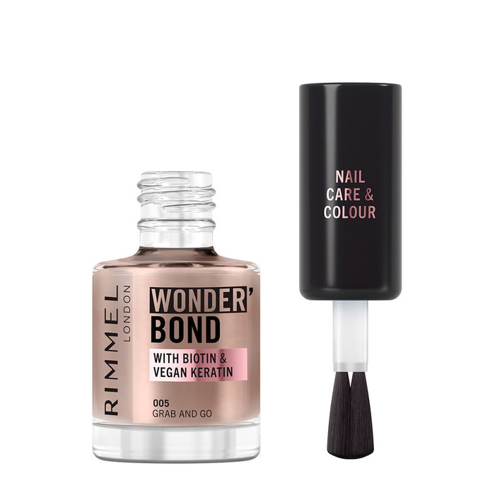 Rimmel London Wonder'Bond Grab and Go Laca de Uñas #005 enriquecida con Biotina y Queratina, fortalece y nutre, 8 ml