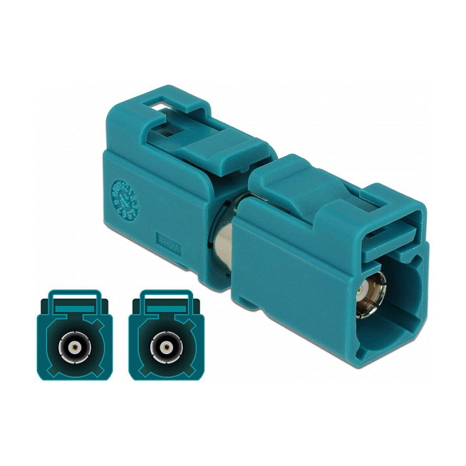 DeLOCK Adapter FAKRA Z Buchse > FAKRA Z Buchse, Conector FAKRA Z Hemba a Hemba, Contactos Níquel/Dorado, Color Azul, Referencia 89856