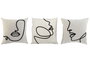 DKD Home Decor Set de 3 Cojines de Algodón con Cara de Trazos, Natural