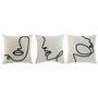 DKD Home Decor Set de 3 Cojines de Algodón con Cara de Trazos, Natural