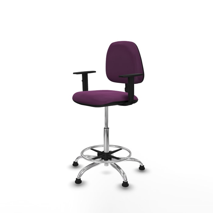PIQUERAS Y CRESPO Taburete Isso CP morado con brazos y base cromada