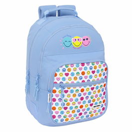 Mochila Escolar Smiley Joyful Azul Multicolor 32 x 42 x 15 cm