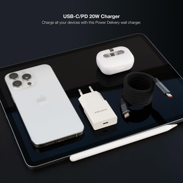 Nanocable Cargador de Pared USB-C/PD 20W Blanco Nanocable Cargador de Pared USB-C/PD 20W Blanco