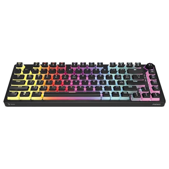 Savio PHENIX Klawiatura mechaniczna bezprzewodowa, Gateron Yellow Pro, Pudding, układ polski