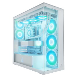 ARCTIC Xtender Caja Gaming PC Blanco Vidrio Templado Midi Tower EATX Compatible con GPU Vertical 64L Ventiladores RGB USB 3.2