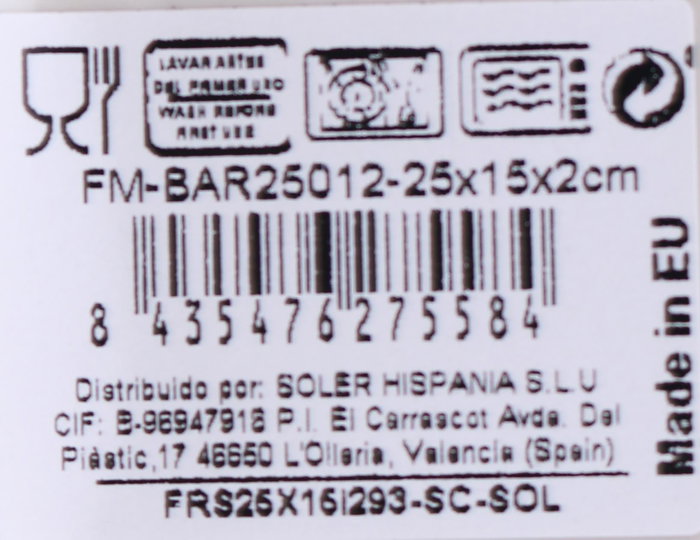 La Mediterranea Fuente Rectangular Barx Elite Brillo 25x15cm