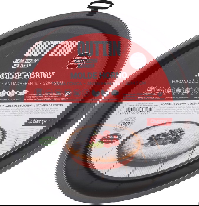 Quttin Molde Redondo Cherry, 32 cm de Diámetro x 4.5 cm de Alto, Acero 0.5 mm, para Repostería y Panadería (12 Unidades)