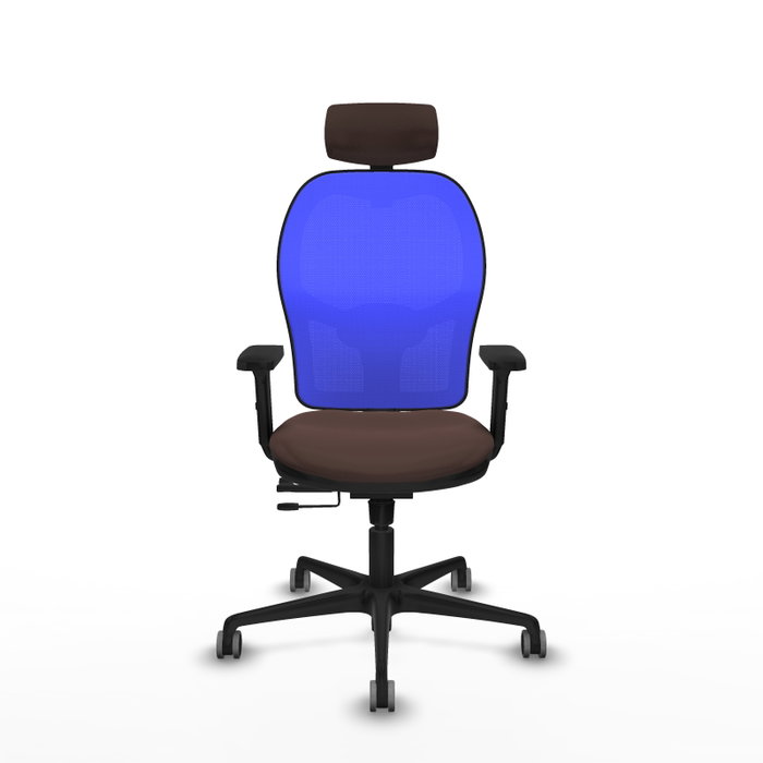 PIQUERAS Y CRESPO Silla de oficina Jorquera con mecanismo Sincro/Traslack, Similpiel Marrón oscuro y Malla Azul PIQUERAS Y CRESPO Silla de oficina Jorquera con mecanismo Sincro/Traslack, Similpiel Marrón oscuro y Malla Azul