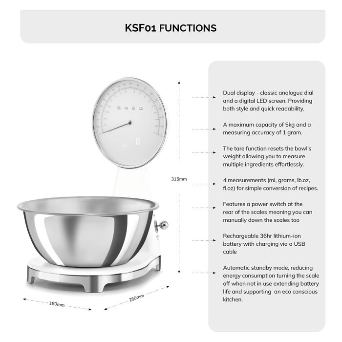 Smeg Báscula de Cocina Estilo 50's Blanco Smeg Báscula de Cocina Estilo 50's Blanco