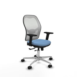 PIQUERAS Y CRESPO Silla de oficina Jorquera con mecanismo Sincro/Traslack, Azul cielo y Blanco