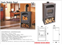 Estufa de leña 340 Nogal con horno calienta platos y salida superior 120