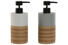 DKD Home Decor Dosificador Blanco Gris Resina Pe 7.5 x 18.5 x 7.5 cm (2 Unidades)