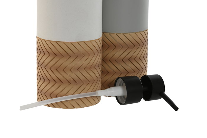 DKD Home Decor Dosificador Blanco Gris Resina Pe 7.5 x 18.5 x 7.5 cm (2 Unidades)