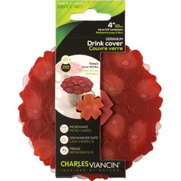 Charles Viancin GERANIUM 2 tapas para bebidas de silicona Bordeaux/Rosa