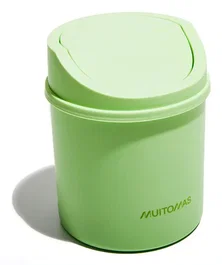 Muitomas DESKBINGN - Papelera de Escritorio Mini Plástico Verde con Tapa Manual para Oficina, Casa, Cocina o Baño