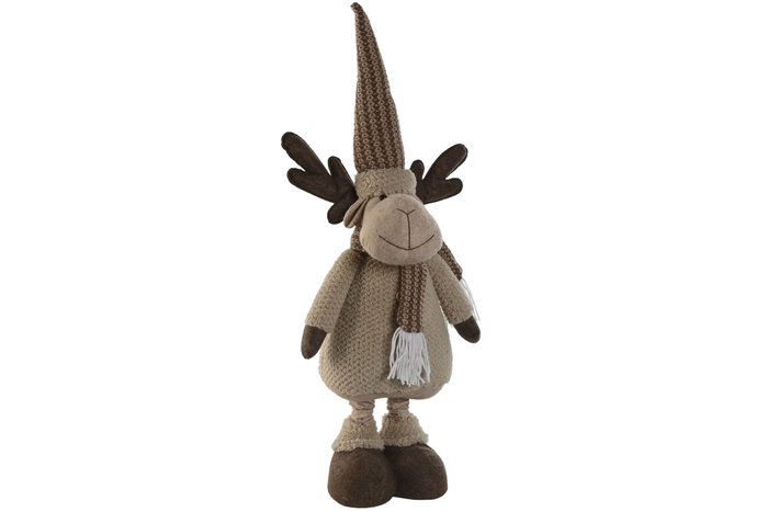 DKD Home Decor Figura de Reno Marrón y Beige