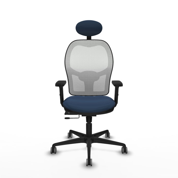 PIQUERAS Y CRESPO Silla de oficina Jorquera con mecanismo Sincro/Traslack Azul marino y Blanco
